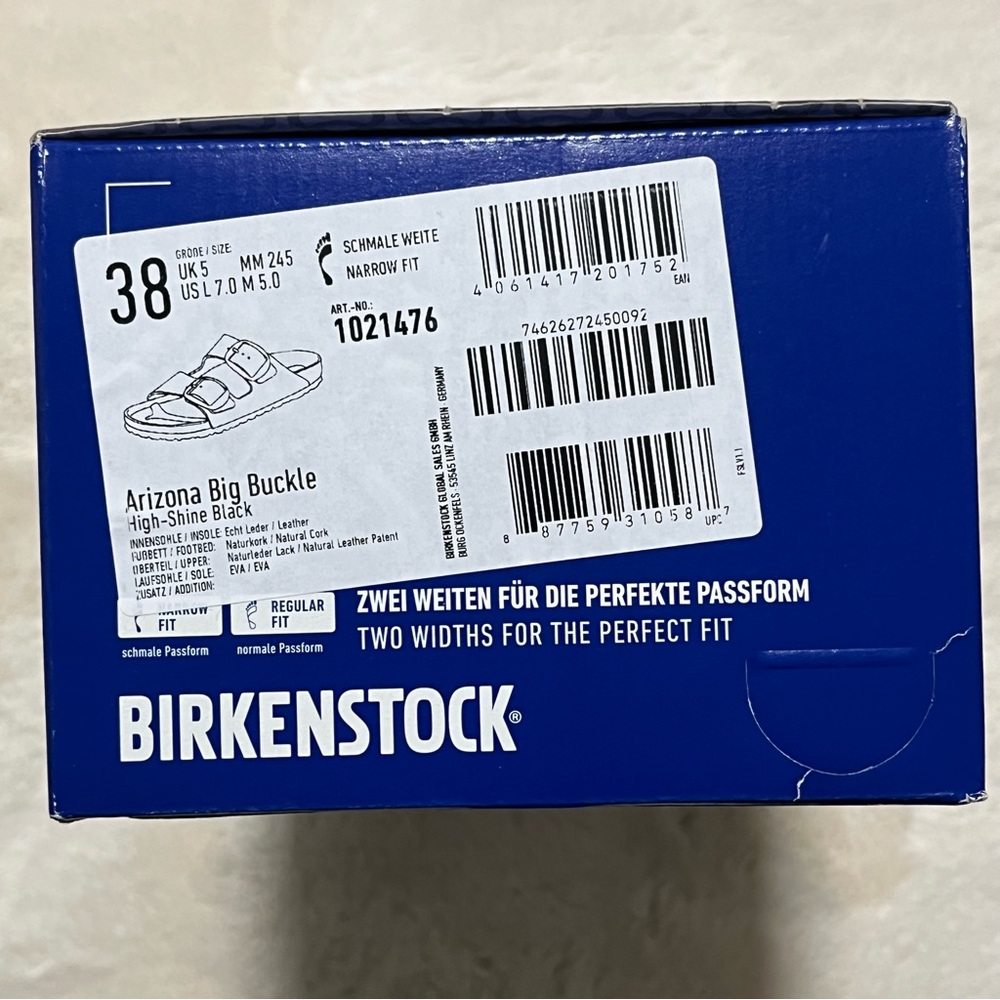 Birkenstock Arizona Big Buckle Sandals Natural Leather Patent High Shine Black - Picture 12 of 13